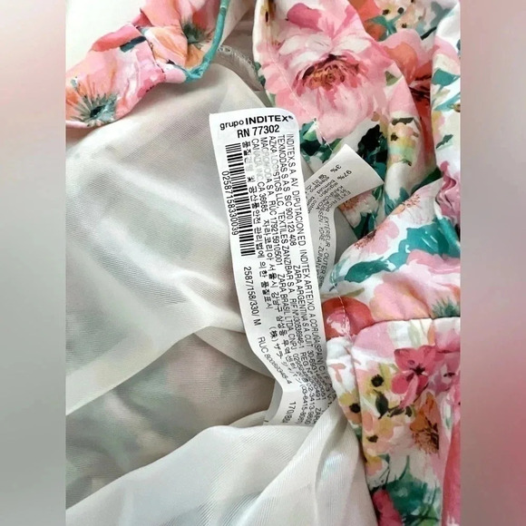 Zara One Shoulder Ruched Floral Mini Dress Size Medium - Picture 9 of 11